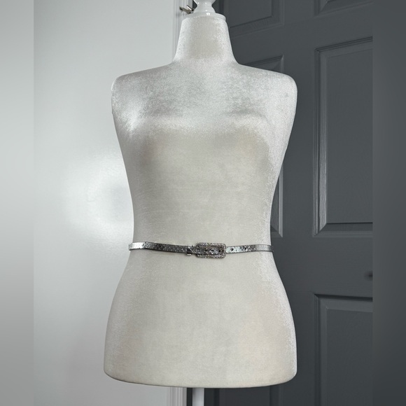 Ralph Lauren Silver Python Belt With Crystal Buckle Size S main image 4